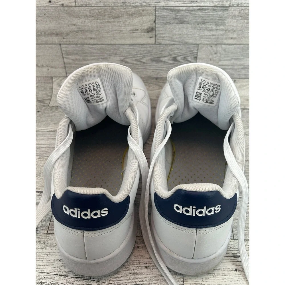 Adidas Mens Advantage Clean White Blue Sneakers Comfort CloudFoam Size US 10‎